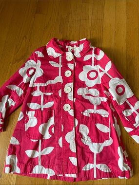 Mini Boden Pink and White Floral Cotton Jacket